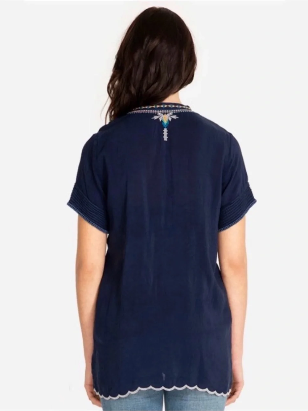 JOHNNY WAS RAINA FLORAL EMBROIDERY PINTUCKED TOP - Picture 14 of 16